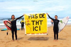 Les surfeurs landais toujours mobilisés contre le projet de ligne THT